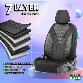 Καλύμματα Αυτοκινήτου Otom Infinity Design Universal Sued / Δερματίνη Καπιτονέ / Rachel Σετ Εμπρός / Πίσω 11 Τεμαχίων Μαύρο INF-2001