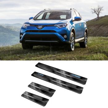 Διακοσμητικά Εσωτερικά Μασπιέ Πόρτας Για Toyota Rav4 16-18 / Toyota C-ΗR 2016+ Ηybrid Μαύρα Αυτοκόλλητα 4 Τεμάχια