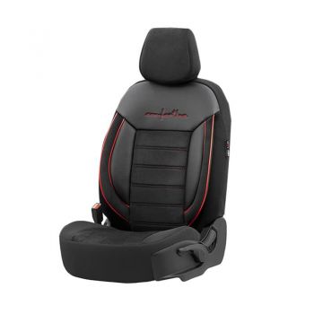 Καλύμματα Αυτοκινήτου Otom Comfortline Design Universal Sued / Rachel / Δερματίνη Σετ Εμπρός / Πίσω 11 Τεμαχίων Μαύρο Με Κόκκινο Ρέλι CMF-218
