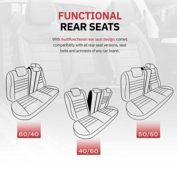 Καλύμματα Αυτοκινήτου Otom Comfortline Design Universal Sued / Rachel / Δερματίνη Σετ Εμπρός / Πίσω 11 Τεμαχίων Μαύρο Με Κόκκινο Ρέλι CMF-218