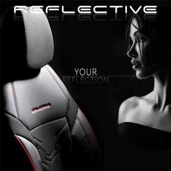 Καλύμματα Αυτοκινήτου Otom Reflective Design Universal Jacquard / Rachel / Δερματίνη Σετ Εμπρός / Πίσω 11 Τεμαχίων Μαύρο Με Κόκκινη Ραφή RFL-2601