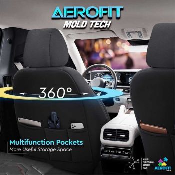 Καλύμματα Αυτοκινήτου Otom Reflective Design Universal Jacquard / Rachel / Δερματίνη Σετ Εμπρός / Πίσω 11 Τεμαχίων Μαύρο Με Κόκκινη Ραφή RFL-2601