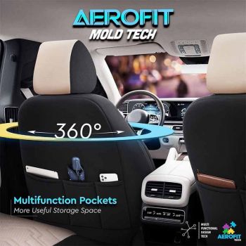 Καλύμματα Αυτοκινήτου Otom Reflective Design Universal Jacquard / Rachel / Δερματίνη Σετ Εμπρός / Πίσω 11 Τεμαχίων Μαύρο - Μπεζ RFL-2605