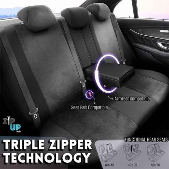 Καλύμματα Αυτοκινήτου Otom Infinity Design Universal Sued / Δερματίνη Καπιτονέ / Rachel Σετ Εμπρός / Πίσω 11 Τεμαχίων Μαύρο Με Άσπρη Ραφή INF-2003