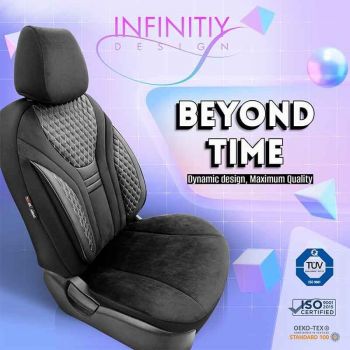 Καλύμματα Αυτοκινήτου Otom Infinity Design Universal Sued / Δερματίνη Καπιτονέ / Rachel Σετ Εμπρός / Πίσω 11 Τεμαχίων Μαύρο Με Άσπρη Ραφή INF-2003