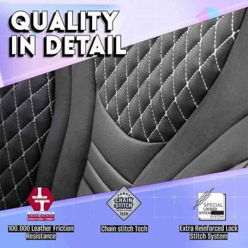 Καλύμματα Αυτοκινήτου Otom Infinity Design Universal Sued / Δερματίνη Καπιτονέ / Rachel Σετ Εμπρός / Πίσω 11 Τεμαχίων Μαύρο Με Άσπρη Ραφή INF-2003