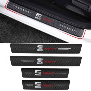 Διακοσμητικά Εσωτερικά Μασπιέ Πόρτας Carbon Look Seat Αυτοκόλλητα 4 Τεμάχια