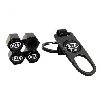 Καπάκια Βαλβίδων Αυτοκινήτου Με Μπρελόκ Kia Μαύρο 5 Τεμάχια