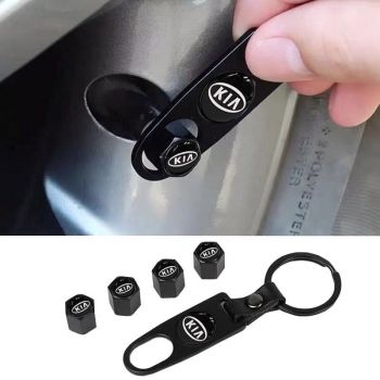 Καπάκια Βαλβίδων Αυτοκινήτου Με Μπρελόκ Kia Μαύρο 5 Τεμάχια