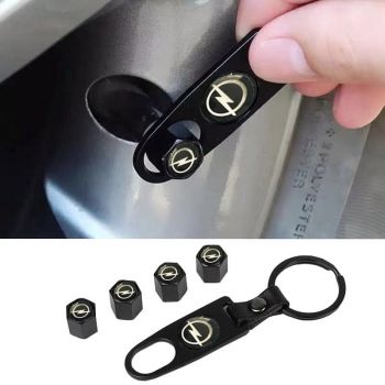 Καπάκια Βαλβίδων Αυτοκινήτου Με Μπρελόκ Opel Μαύρο 5 Τεμάχια