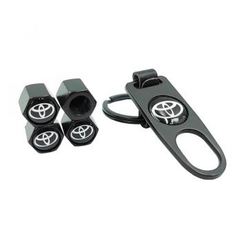 Καπάκια Βαλβίδων Αυτοκινήτου Με Μπρελόκ Toyota Μαύρο 5 Τεμάχια