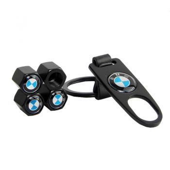 Καπάκια Βαλβίδων Αυτοκινήτου Με Μπρελόκ Bmw Μαύρο 5 Τεμάχια