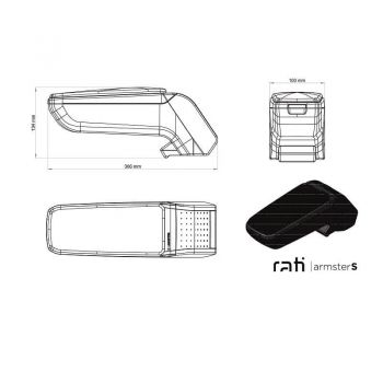 Κονσόλα Χειροφρένου Τεμπέλης Armster S Για Lada Granta 2013-2018 / Kalina 2006-2018 Μαύρο Χρώμα