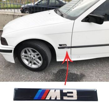 Αυτοκόλλητο Σήμα Bmw M3 11x1.5 cm Με Επικάλυψη Σμάλτου 2 Τεμάχια