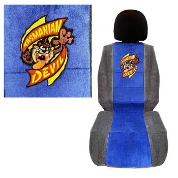 Πλατοκαθίσματα Μπροστινά 100% Πετσέτα Ταζ WB Μπλε/Γκρι 2 Τεμάχια 2756-39