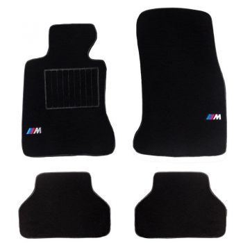Πατάκια Αυτοκινήτου Μοκέτα Για Bmw 5 E60/E61 03-10 Με Διπλό Κέντημα Μ Black 4 Τεμάχια