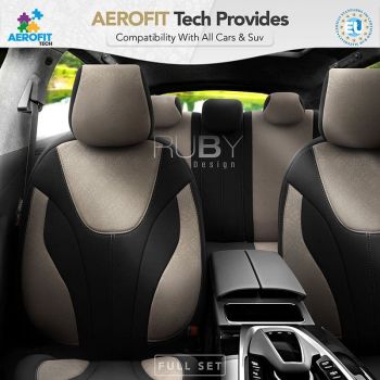 Καλύμματα Αυτοκινήτου Otom Ruby Design Universal Βαμβακερό Ύφασμα Rachel Σετ Εμπρός / Πίσω 11 Τεμαχίων Μαύρο / Μπεζ RBY-1203