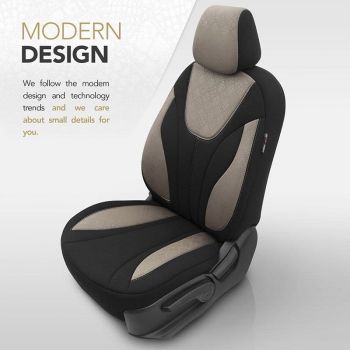 Καλύμματα Αυτοκινήτου Otom Ruby Design Universal Βαμβακερό Ύφασμα Rachel Σετ Εμπρός / Πίσω 11 Τεμαχίων Μαύρο / Μπεζ RBY-1203