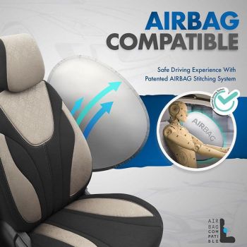 Καλύμματα Αυτοκινήτου Otom Ruby Design Universal Βαμβακερό Ύφασμα Rachel Σετ Εμπρός / Πίσω 11 Τεμαχίων Μαύρο / Μπεζ RBY-1203