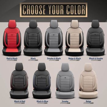 Καλύμματα Αυτοκινήτου Otom Inspire Design Universal Full Δερματίνη Σετ Εμπρός / Πίσω 11 Τεμαχίων Μαύρο INS-3501