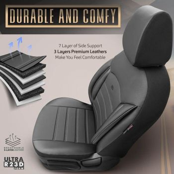 Καλύμματα Αυτοκινήτου Otom Inspire Design Universal Full Δερματίνη Σετ Εμπρός / Πίσω 11 Τεμαχίων Μαύρο INS-3501