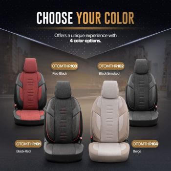 Καλύμματα Αυτοκινήτου Otom "Throne" Universal Λινό Ύφασμα / Rachel / Δερματίνη Σετ Εμπρός / Πίσω 11 Τεμαχίων Μαύρο Με Κόκκινη Ραφή THR-101
