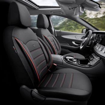 Καλύμματα Αυτοκινήτου Otom Inspire Design Universal Full Δερματίνη Σετ Εμπρός / Πίσω 11 Τεμαχίων Μαύρο Με Κόκκινη Ραφή INS-3503