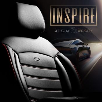 Καλύμματα Αυτοκινήτου Otom Inspire Design Universal Full Δερματίνη Σετ Εμπρός / Πίσω 11 Τεμαχίων Μαύρο Με Κόκκινη Ραφή INS-3503