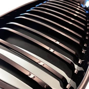 Καρδιές Μάσκας Για Bmw 1 E81 / E82 / E87 / E88 07-11 M4 Look Με14 Διπλές Γρίλιες Μαύρο Γυαλιστερό 2 Τεμάχια