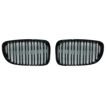 Καρδιές Μάσκας Για Bmw 1 E81 / E82 / E87 / E88 07-11 M4 Look Με14 Διπλές Γρίλιες Μαύρο Γυαλιστερό 2 Τεμάχια