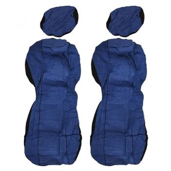 Καλύμματα Αυτοκινήτου Σετ Εμπρός-Πίσω Πετσετέ 100% Μονοκόμματα Πίσω Καθίσματα Μπλε/Μαύρο 6 Τεμάχια