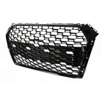 Μάσκα Για Audi A4 B9 16-19 RS4 Look Κυψελωτή Γυαλιστερό Μαύρο 1 Τεμάχιο Made in Taiwan