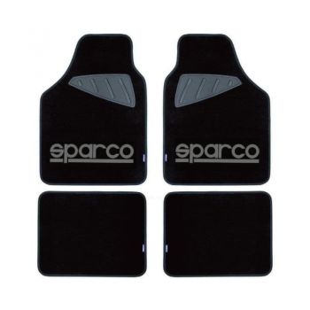 Μοκέτα Μαύρη με Γκρι logo 4τμχ Sparco