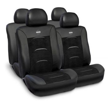 Κάλυμμα Καθισμάτων Δερματίνη Μαύρο-Γκρι 4τμχ Momo