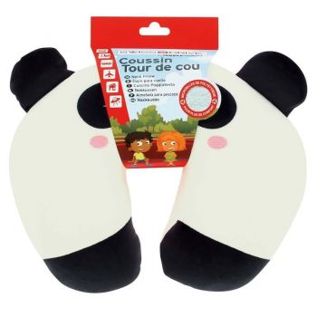 Παιδικό Μαξιλαράκι Αυχένα Ταξιδιού Happy Confort Πάντα 27cm x 23cm Μαύρο-Άσπορ1 Τεμάχιο