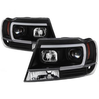 Μπροστινά Φανάρια Set Για Jeep Grand Cherokee 99-05 WJ DRL Tube Lights Μαύρα HB4/H1 Manual Sonar