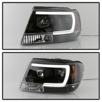 Μπροστινά Φανάρια Set Για Jeep Grand Cherokee 99-05 WJ DRL Tube Lights Μαύρα HB4/H1 Manual Sonar