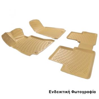 Πατάκια Σκαφάκια 3D Από Λάστιχο TPE Για Mercedes C-Class W205 2014+ RL117140 Rizline 4 Τεμάχια Μπεζ
