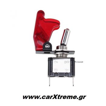 Διακόπτης Αεροπορικού Τύπου 12V/20A με LED Κόκκινο 53560