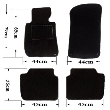 Πατάκια Αυτοκινήτου Μοκέτα Για Bmw 3 E46 98-05 Χωρίς Κέντημα Black 4 Τεμάχια