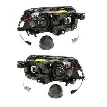 Μπροστινά Φανάρια Set Για Bmw 3 E46 Sedan/Caravan 01-05 Angel Eyes Μαύρα H7/H7 Με Μοτέρ Depo