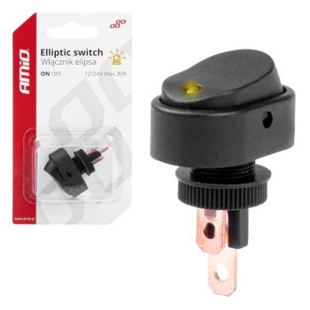 ΔΙΑΚΟΠΤΗΣ ON/OFF 3 ΕΠΑΦΩΝ ΜΕ LED ΚΙΤΡΙΝΟ 12/24V Φ12mm 30A ΜΕ ΣΠΕΙΡΩΜΑ ΟΒΑΛ ΑΜΙΟ - 1 ΤΕΜ.