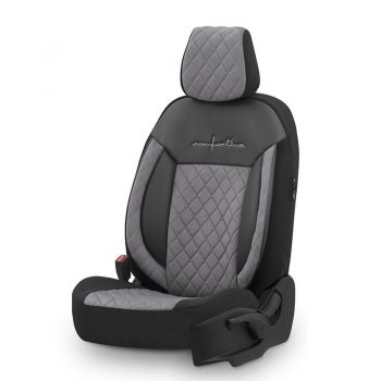 Καλύμματα Αυτοκινήτου Otom Comfortline VIP Design Universal Sued / Rachel / Δερματίνη Καπιτονέ Σετ Εμπρός / Πίσω 11 Τεμαχίων Μαύρο - Γκρι CMV-233