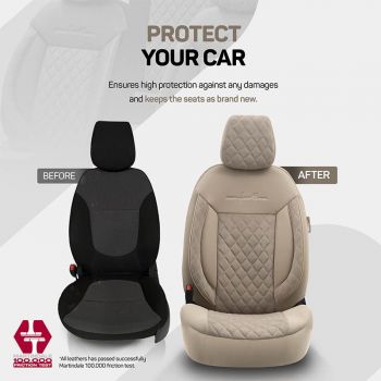 Καλύμματα Αυτοκινήτου Otom Comfortline VIP Design Universal Sued / Rachel / Δερματίνη Καπιτονέ Σετ Εμπρός / Πίσω 11 Τεμαχίων Μπεζ CMV-234