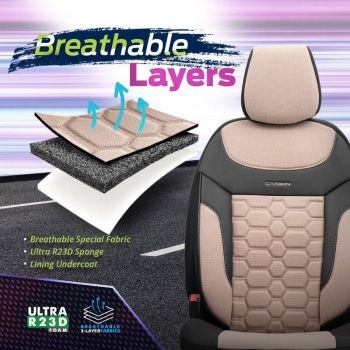 Καλύμματα Αυτοκινήτου Carbon Design Universal Jacquard / Rachel / Δερματίνη Σετ Εμπρός / Πίσω 11 Τεμαχίων Μπεζ CRB-3403