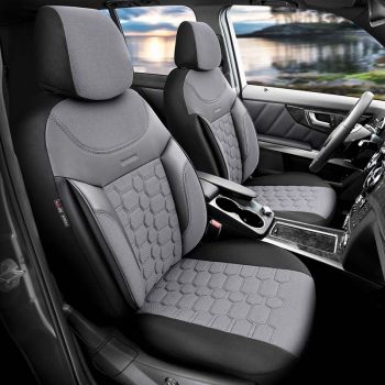 Καλύμματα Αυτοκινήτου Carbon Design Universal Jacquard / Rachel / Δερματίνη Σετ Εμπρός / Πίσω 11 Τεμαχίων Γκρι CRB-3404