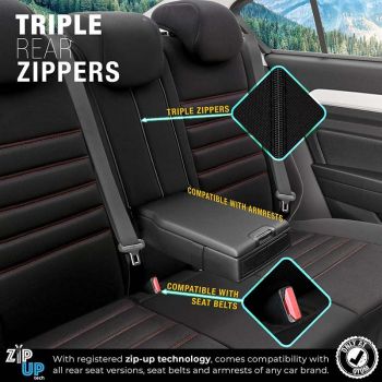 Καλύμματα Αυτοκινήτου Otom Limited Design Universal Jacquard / Lacost / Δερματίνη Σετ Εμπρός / Πίσω 11 Τεμαχίων Μαύρο Με Κόκκινες Ραφές LMT-101