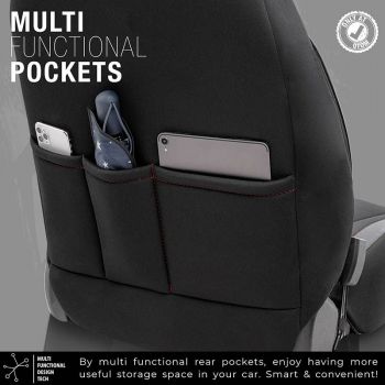 Καλύμματα Αυτοκινήτου Otom Limited Design Universal Jacquard / Lacost / Δερματίνη Σετ Εμπρός / Πίσω 11 Τεμαχίων Μαύρο Με Κόκκινες Ραφές LMT-101