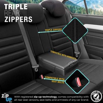 Καλύμματα Αυτοκινήτου Otom Limited Design Universal Jacquard / Lacost / Δερματίνη Σετ Εμπρός / Πίσω 11 Τεμαχίων Μαύρο Με Γκρι Ραφές LMT-102