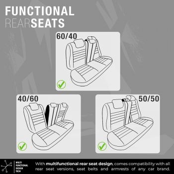 Καλύμματα Αυτοκινήτου Otom Limited Design Universal Jacquard / Lacost / Δερματίνη Σετ Εμπρός / Πίσω 11 Τεμαχίων Μαύρο Με Γκρι Ραφές LMT-102